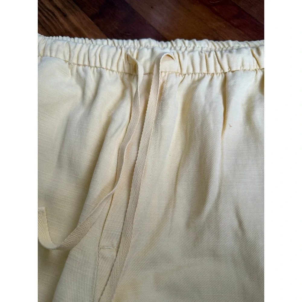 Zara Women XXL Yellow Linen Blend Elastic Waist Drawstring Relaxed Pants NWT